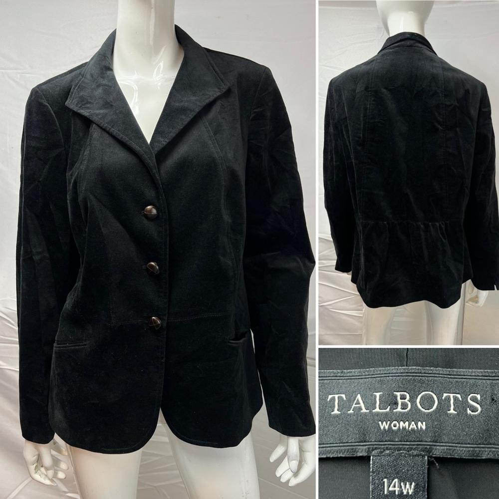 Talbots Women’s 14W Black Velvet Blazer Jacket